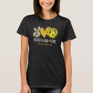 Camiseta Peace Love Cure Sunflower Yellow Ribbon Aw Sarcoma