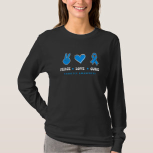 Camiseta Peace Love Cure T1D Warrior Type One Diabetes Awar