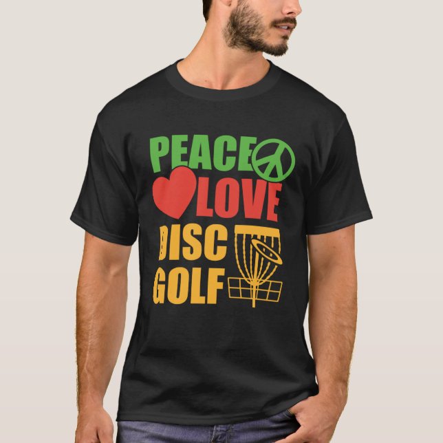 Camiseta Peace Love Disc Golf Golfe Player Golfe Esporte (Frente)