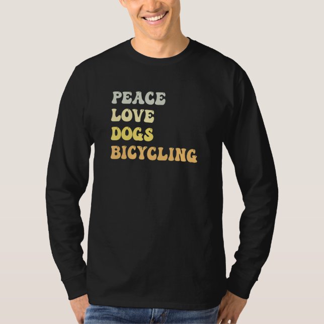 Camiseta Peace Love Dogs Bicycling  Retro (Frente)