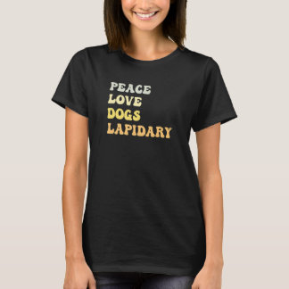 Camiseta Peace Love Dogs Lapidary   Retro
