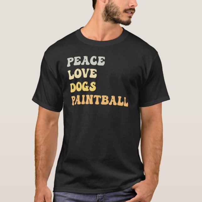 Camiseta Peace Love Dogs Paintball Retro (Frente)