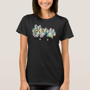 Camiseta Peace Love Dogs Paw Print Dog Mama Dia de as mães