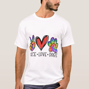 Camiseta Peace Love Dogs Paws Tie Dye Rainbow Animal Rescut