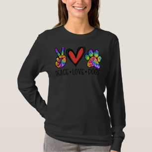 Camiseta Peace Love Dogs Paws Tie Dye Rainbow Animal Rescut