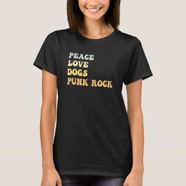 Camiseta Peace Love Dogs Punk Rock   Retro (Frente)