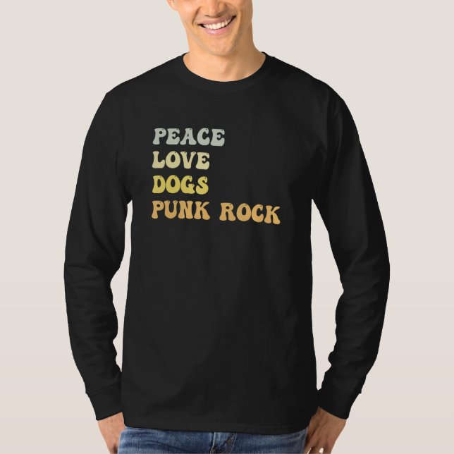 Camiseta Peace Love Dogs Punk Rock   Retro (Frente)
