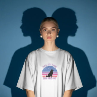 Camiseta Peace, Love, Dogs T-shirt, retro sunset T-shirt