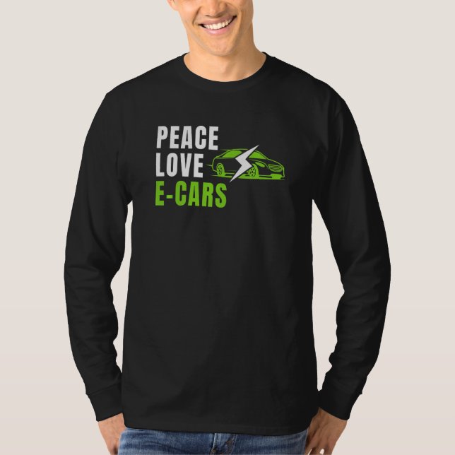 Camiseta Peace Love E Cars EV Life Eco Mode Drive EVA (Frente)