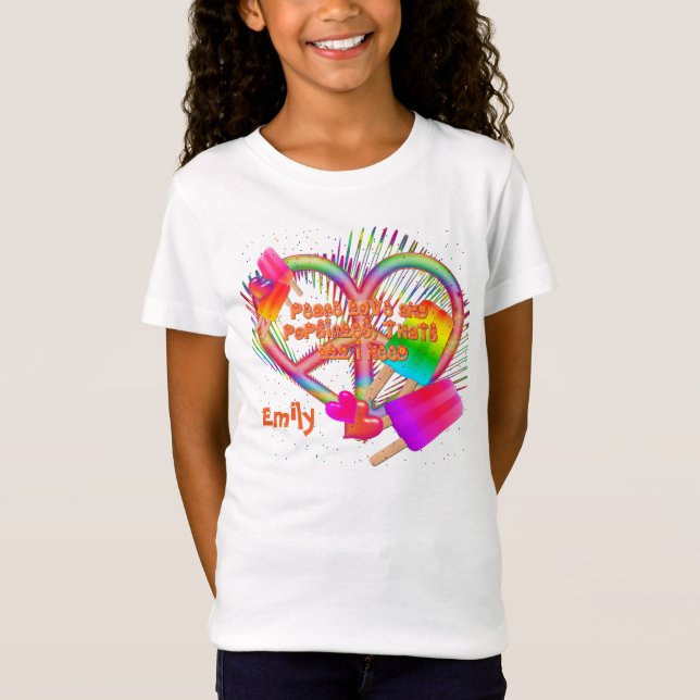 Camiseta Peace Love e Popsicles-Girls Tee (Frente)