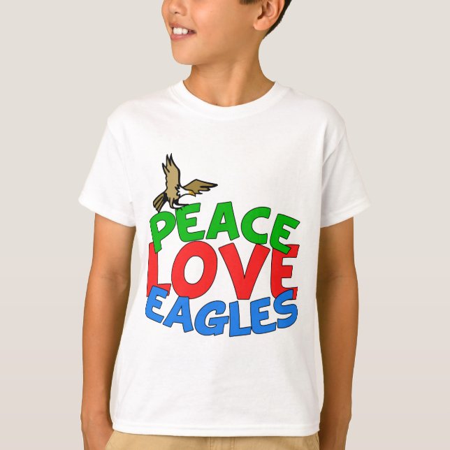 Camiseta Peace Love Eagles Legal Bálidos Eagle Kids (Frente)