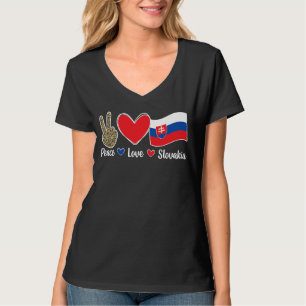 Camiseta Peace Love Eslováquia Bandeira Eslovaca Raízes Esl
