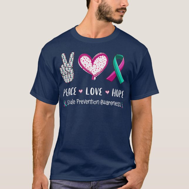 Camiseta Peace Love esperança de prevenção suicida (Frente)