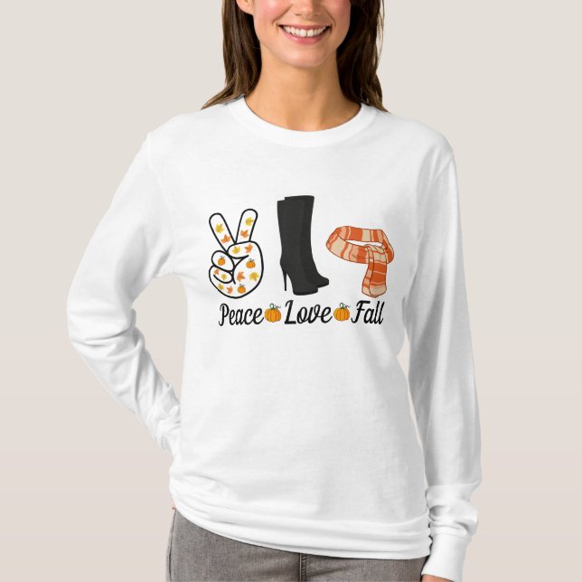 Camiseta Peace Love Fall Long-Sleeve T-Shirt (Frente)