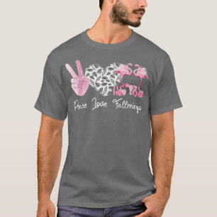 Camiseta Peace Love Fallmingo Pink Flamingo & Pumpkin In Au