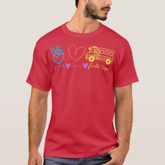 Camiseta peace love field curtições engraçadas escola de ôn