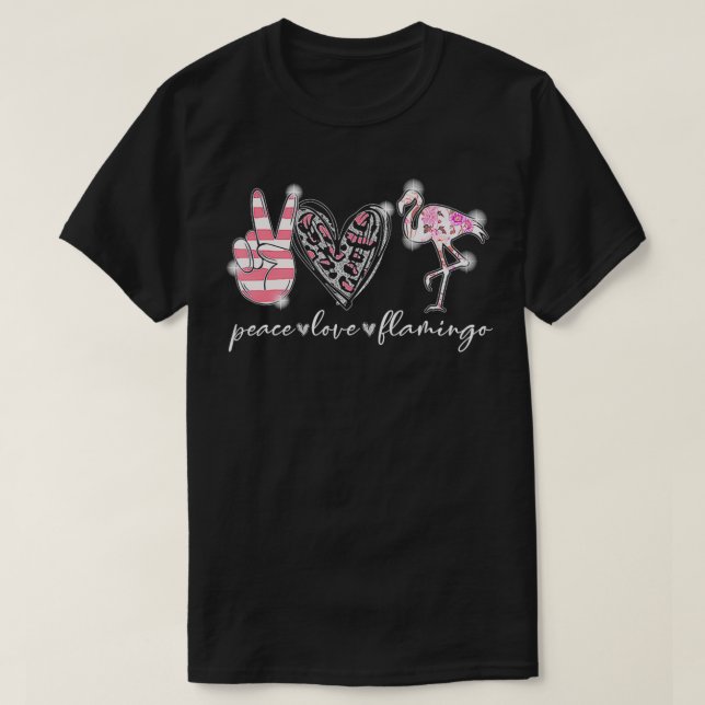 Camiseta Peace Love Flamingo (Frente do Design)
