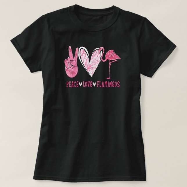 Camiseta Peace Love Flamingo Flamingo Lover (Frente do Design)