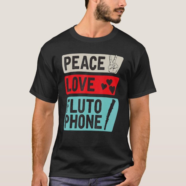 Camiseta Peace Love Flutophone Wind Music Instrument Flutop (Frente)