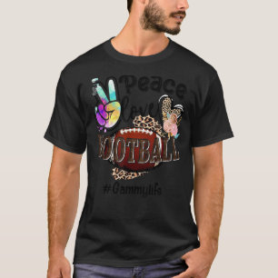Camiseta Peace Love Futebol Gammy Life Mãe Avó Leopardo