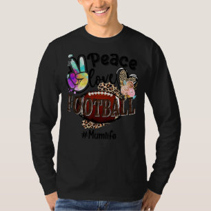 Camiseta Peace Love Futebol Mãe Life Mãe Avó Leopardo