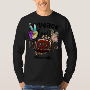 Camiseta Peace Love Futebol Nanna Life Mãe Avó Leopardo