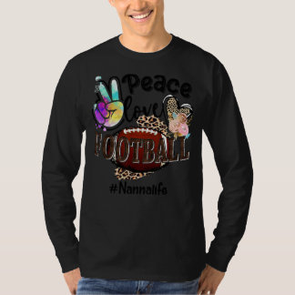 Camiseta Peace Love Futebol Nanna Life Mãe Avó Leopardo