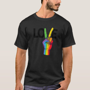 Camiseta Peace Love Gay Rainbow Pride Lgbtq Transgender Div