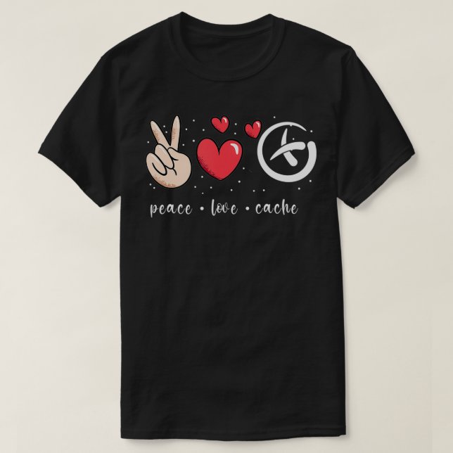 Camiseta Peace Love Geocaching (Frente do Design)