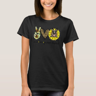 Camiseta Peace Love German Shepherd Dog Sunflower