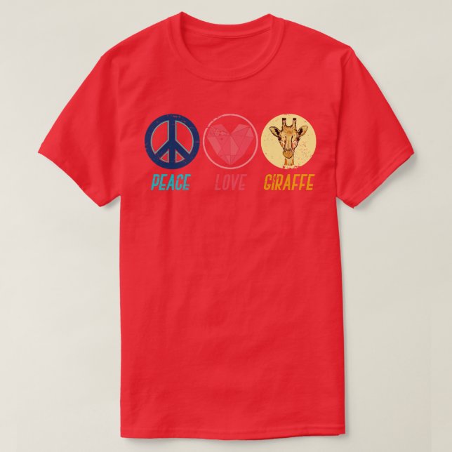 Camiseta Peace Love Giraffe (Frente do Design)
