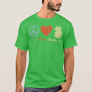 Camiseta Peace Love Guiné Pigs Lover Wheek Retro