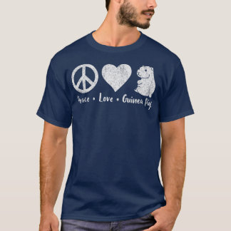 Camiseta Peace Love Guiné Pigs Lover Wheek Retro Premium43