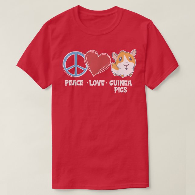 Camiseta Peace love guinea pigs77 (Frente do Design)