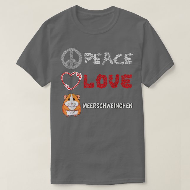 Camiseta Peace Love Guinea Pigs Gift  (Frente do Design)