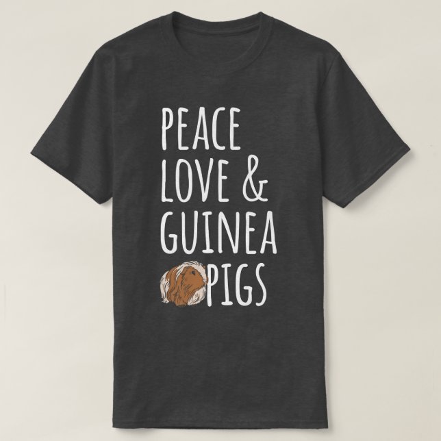 Camiseta Peace Love & Guinea Pigs Premium  (Frente do Design)