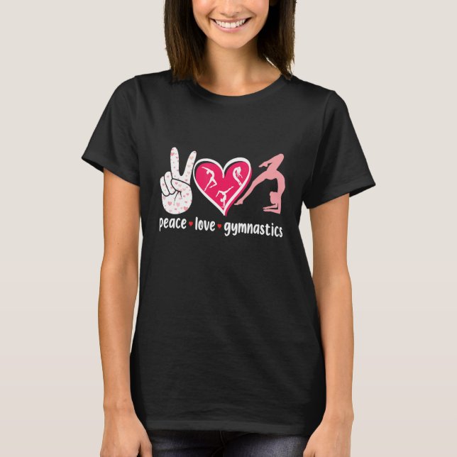 Camiseta Peace Love Gymnastic Cute Tumbling Flipping Cartwh (Frente)