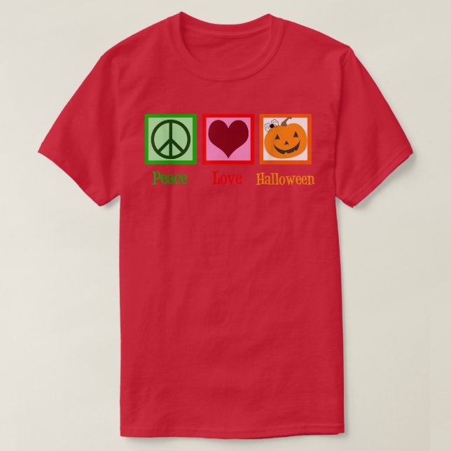 Camiseta Peace Love Halloween (Frente do Design)
