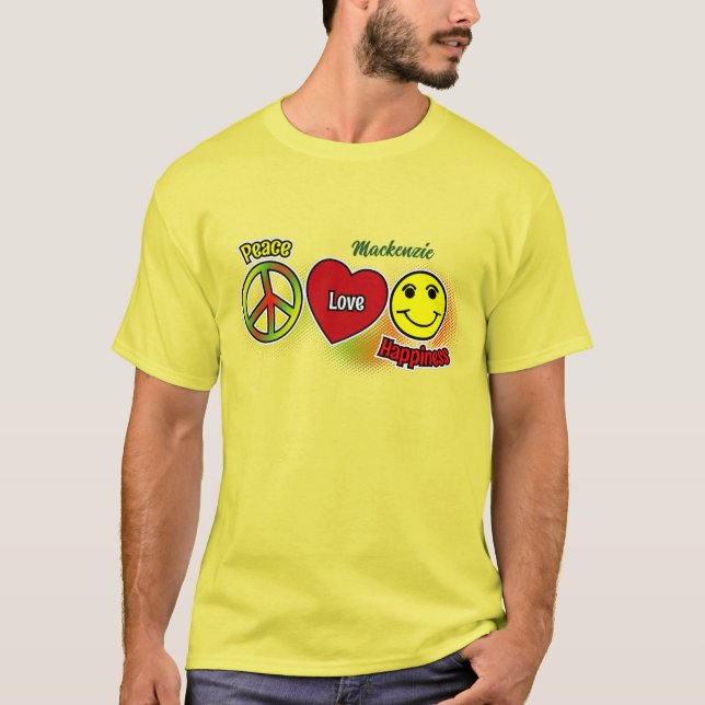 Camiseta Peace Love Happiness (Frente)