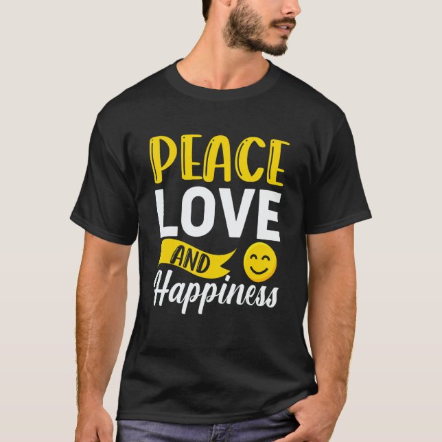 Camiseta Peace Love Happiness Positive Mind (Frente)