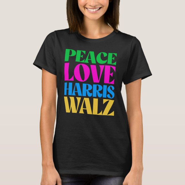 Camiseta Peace Love Harris Walz (Frente)
