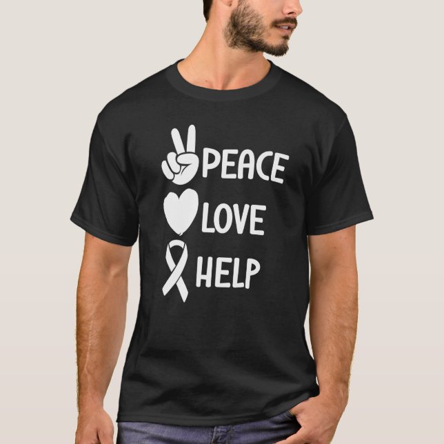 Camiseta Peace Love Help Mental Health Awareness   (Frente)