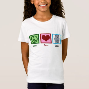 Camiseta Peace Love Hippos Cute Hippo Mascot Kids