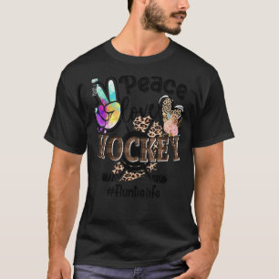 Camiseta Peace Love Hockey Tuntie Life Mãe Avó Leopardo