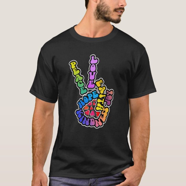 Camiseta Peace Love Hope Joy Faith Kindness Word (Frente)