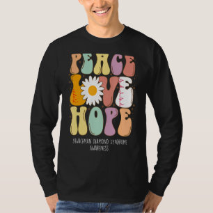 Camiseta Peace Love Hope Shwachman Diamond Syndrome SDS Syn