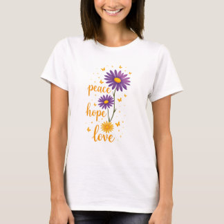 Camiseta Peace Love Hope T Shirt Positivity Inspiration
