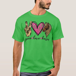 Camiseta Peace Love Horses Engraçado Tee for Horse Lover T-