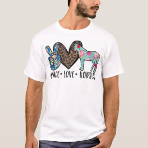 Camiseta Peace Love Horses Engraçado Tee for Horse Lover T-