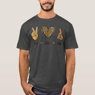 Camiseta Peace Love Idaho Leopard Flag Map Souvenirs Para M